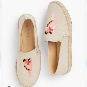 Talbots Izzy Embroidered Espadrille Flats Parrot Size 8.5